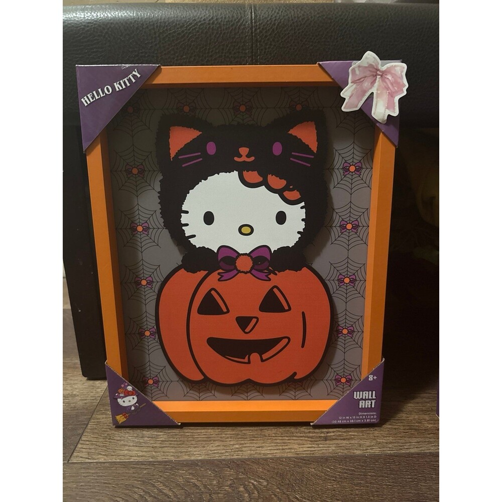 Halloween Hello Kitty Pumpkin Wooden Wall Art